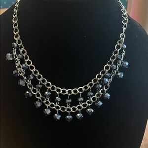 Paparazzi Silver Chain Necklace with Black Beads